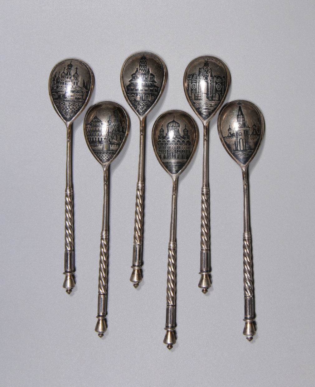 Серебряные ложки чайные с изображением Храмов - фото - 4