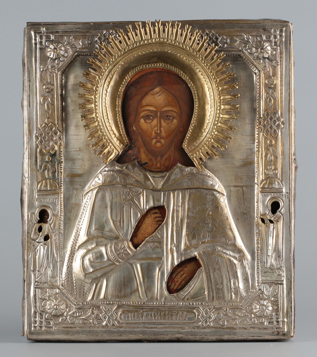 Икона Святой мученик Никита с Ангелом Хранителем и святителем Николаем - фото - 3